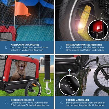 KESSER® Візок для собак Боксер 3-в-1: візок, бугі та велопричіп. Великий об'єм 240 л, амортизація, поворотне переднє колесо 360°, матеріал 600D Oxford Canvas, SmartSpace, вантажопідйомність 40 кг, зелений (червоний)