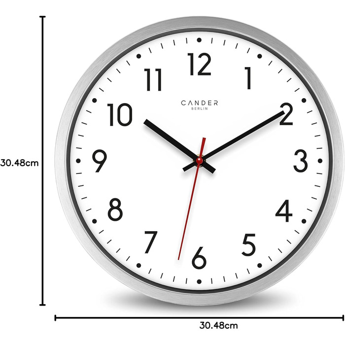 Cander Berlin MNU 4130 White Aluminum Wall Clock with Silent Sweep Movement for Outdoor Use - Bathroom Wall Clock - 12 inches (Ø) 30.5 cm