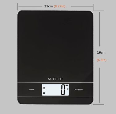 Електрична кухонна вага NUTRI FIT EK9380HR-schwarz: цифрова вага для приготування їжі, 5 кг, USB-C, LCD, чорна