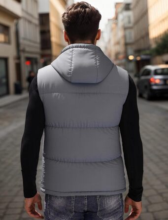 Чоловіча зимова жилетка AIEOE з PU-матеріалу, без рукавів, Outdoor-куртка з капюшоном, термо-стеганий жилет, тепла, з утеплювачем, водонепроникна (L, сірий)