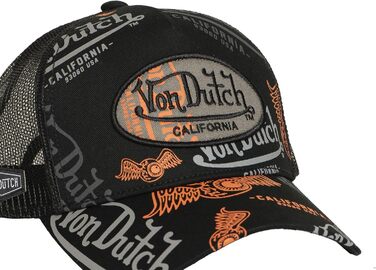 Кепка Von Dutch Trucker Snapback, чорно-оранжево-сіра, унісекс