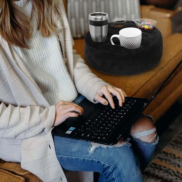 Sofa-Buddy Practical Couch Cup Holder, Couch Coaster, Sofa Cup Holder - The Perfect Couch Accessory (Big-SoftVelvet-Black)