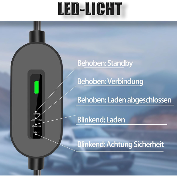 Кабель для зарядки електромобіля Type 2 Schuko 3,7kW, 16A, 5м, для електромобілів та гібридів - чорний