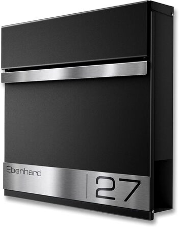 Поштова скринька Metzler Premium Stencil Anthrazit з газетницею та табличкою для імені - настінна, нержавіюча сталь V2A з порошковим покриттям RAL 7016