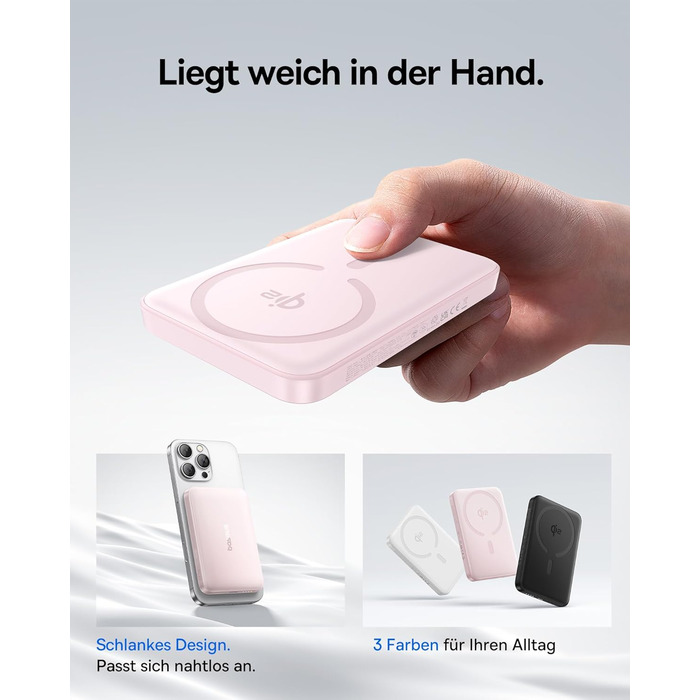 Power Bank Baseus EnerFill Qi2 MagSafe 10000mAh з PD 22.5W та бездротовою зарядкою 15W (Рожевий)