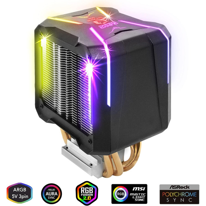 Кулер для ПК Empire Gaming Guardian V201 - RGB, 4 теплові трубки, для Intel та AMD