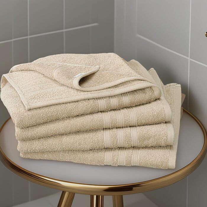 Набір банних рушників Tens Towels з 100% бавовни, 4 шт, 68.6 x 137.2 см, швидкосохнучі та легкі рушники для ванної кімнати, бежеві
