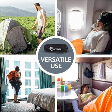 Vumos Sleeping Bag Liner and Camping Sheet - Silk-Like Material for Travel, Featuring a Full-Length Zipper