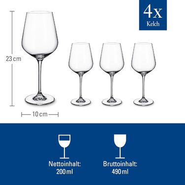 Набір келихів Villeroy & Boch La Divina Burgunder 4 шт., 200 мл, для червоного вина, кришталь, мийка в посудомийній машині