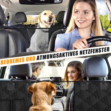 Накладка на сидіння автомобіля для собак Caliyo, 143.5x134 см, чорна. Захист заднього сидіння, водовідштовхувальна, анти-царапин, з боковими захистами та віконцем. Універсальна.