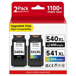 Картриджі Canon 540 541 XL Multipack (чорний та кольоровий), сумісні з Pixma TS5150, TS5151, MX475, MG3600, MG3650, MG4200, MG4250, ресурс 1100+ сторінок