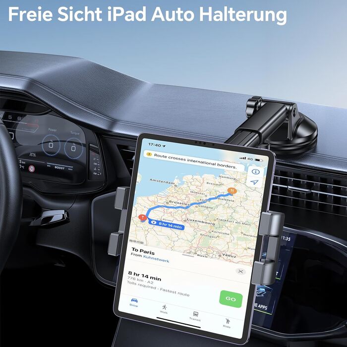 Тримач для планшета Coolpow в авто, універсальний, 360° обертання, для iPad/Samsung Tab/Switch, чорний