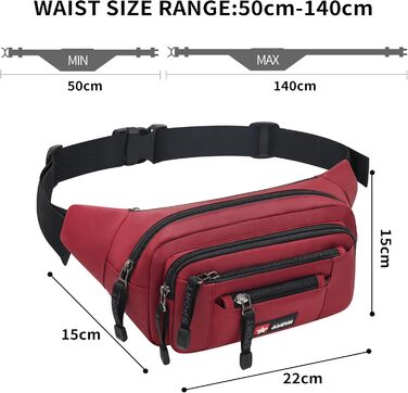 Водонепроникна поясна сумка-бананка для жінок та чоловіків, універсальна, на блискавці. Підходить для подорожей, походів та активного відпочинку на природі (червона)