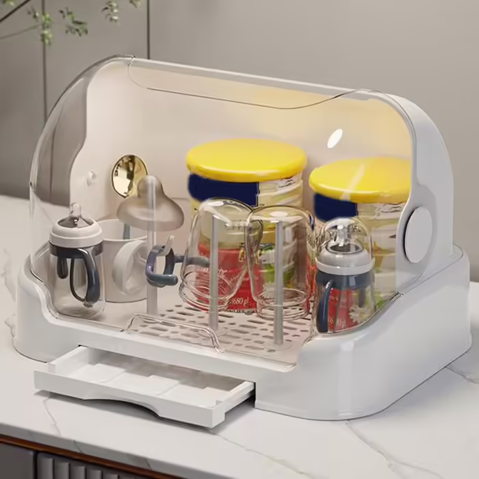 Bottle Storage Box - Bottle Sterilizer for Bottles, Bottle Organizer | Bottle Storage Box, Dustproof for Babies, Countertop Drying Rack