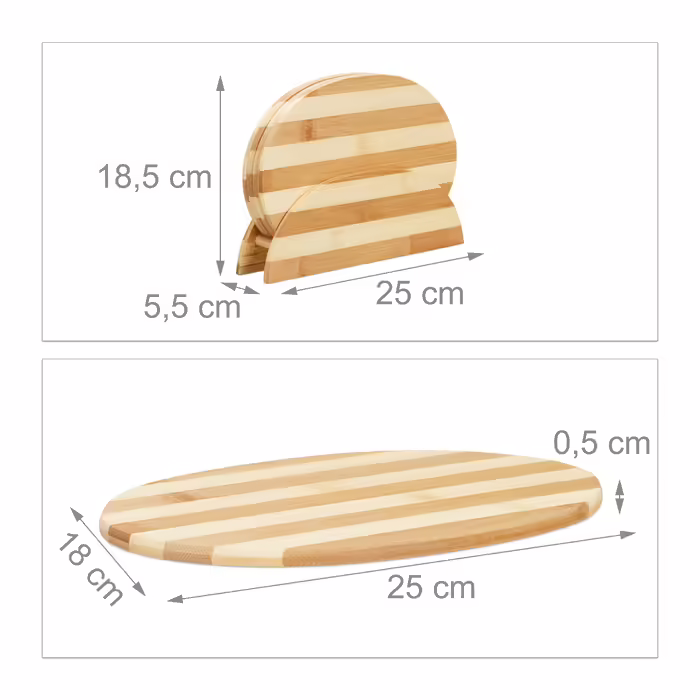 Relaxdays Bamboo Breakfast Tray, Striped