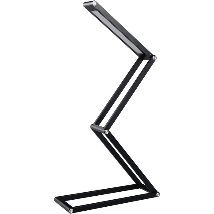 LED лампа настільна ELZO з регулюванням яскравості та складною ніжкою. Акумуляторна настільна лампа для офісу, дому та читання. Чорний колір.