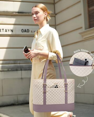 Сумка для ноутбука LOVEVOOK 15.6 дюймів, жіноча, універсальна, водонепроникна, для офісу, навчання, світло-бежева/рожева