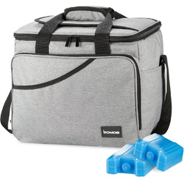 Foldable Cooler Bag 25L/45L/52L - Outdoor Cooler Box with 16h Cooling Function and Carrying Straps, Waterproof Picnic Bag Insulated Bag with Shelf, Insulated Bag - Anthracite or Grey - IceBreezer (Grey - Size S: 25L)