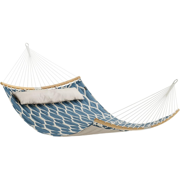 Гамак SONGMICS з підкладкою та подушкою, 200x140 см, бамбукові дуги, до 225 кг, сірі та бежеві ромби