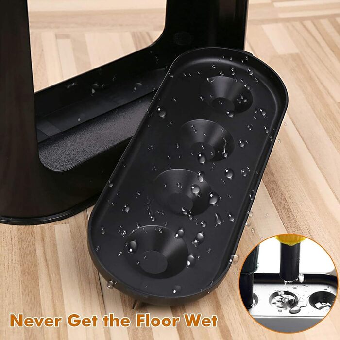 Підставка для парасольки з знімною підставкою для збору води, пластикова підставка для довгих/коротких парасольок, полиця для зберігання в приміщенні (Чорний)