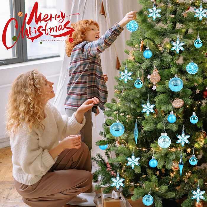 40 шт. прикрас на ялинку: сині кулі, міцні, для новорічного декору