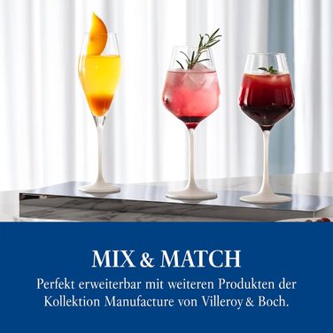 Villeroy & Boch – Manufacture Rock White White Wine Glass Set, 4-Piece. White Wine Glasses, Exceptional Glasses, Glasses for Wine, Crystal Glass