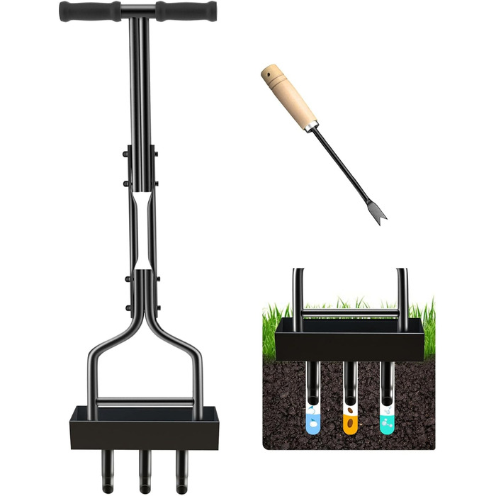 Kedox Aerifier for Lawns, Heavy Duty Hollow Tine Lawn Aerator with Ground Frame 38In, Manual Lawn Aerator Lawn Aerifier Verticutter for Your Lawn or Yard and Compacted Soils