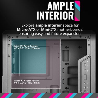 Корпус Cooler Master MasterBox Q300L V2 Mini-Tower mATX з 120 мм вентилятором, склом, USB 3.2 Gen 2x2