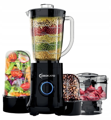Стаціонарний блендер-завантажувач Nutribullet Bokato 800W з набором чаш 200/400/800 мл