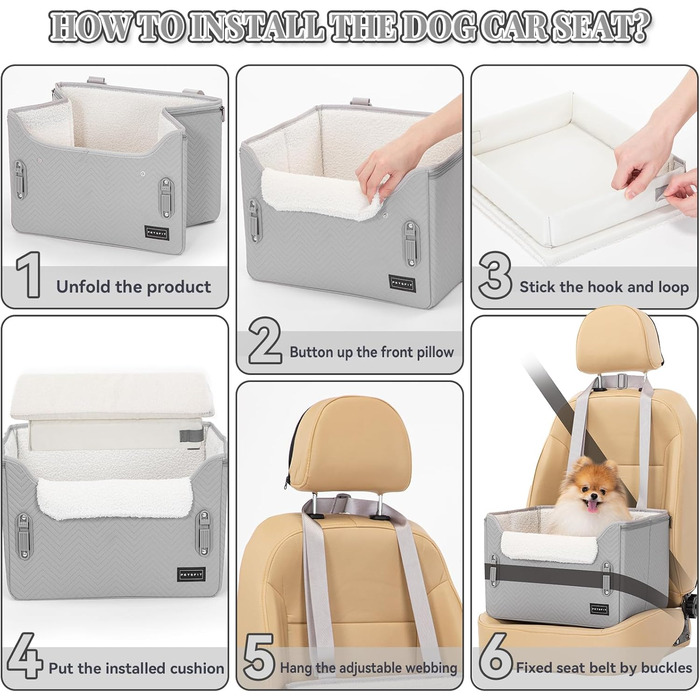 Автомобільний лежак для собак Petsfit - безпечний та зручний, сірий