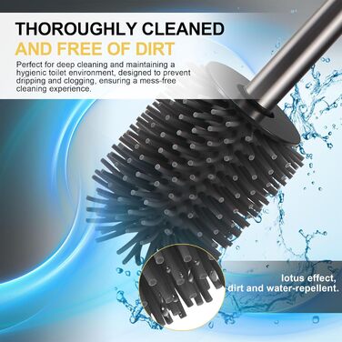 Підлогова щітка для унітазу Dazi металева сіра з 2 щітками для глибокого очищення та захистом від бризок та засмічення