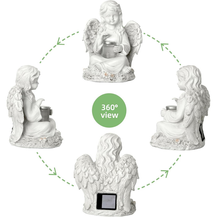 Tuzsocr Angel Garden Figurines Solar Stake Lights for Outdoors, Weatherproof Grave Decorations for Cemetery Outdoor Garden Decor