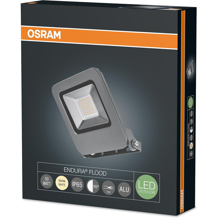 Світлодіодний прожектор Osram Endura Flood для вулиці, тепле біле світло, 226×201×37 мм