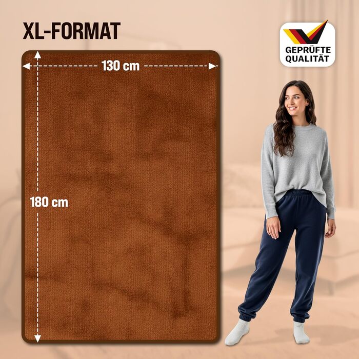 Електрична ковдра Monzana® 180x130 см, 120 Вт, 10 режимів нагріву, таймер, захист від перегріву, чорна/коричнева