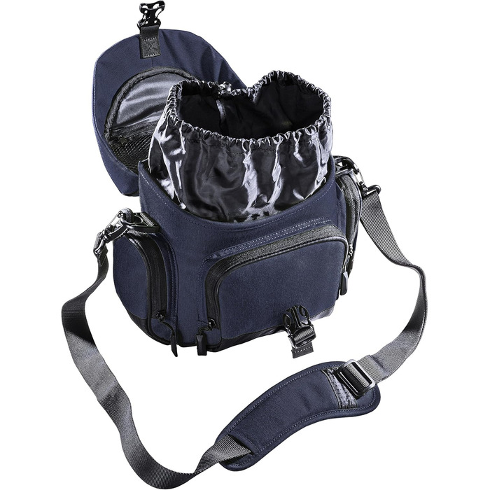 Сумка для камери Mantona Premium - підходить для камер DSR та DSM з об'єктивом (з пилозахистом, м'яким ремінцем, блискавкою, регульованим внутрішнім відділенням) (L, Синій)