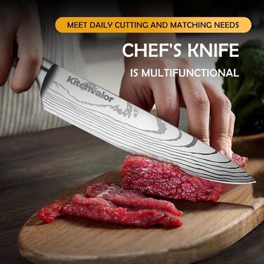 Ніж кухарський Kitchvalor 6 дюймів (15 см) з високоякісної сталі, кухонний ніж для нарізання та шинкування, ергономічна ручка, подарункова коробка (Santo Knife)