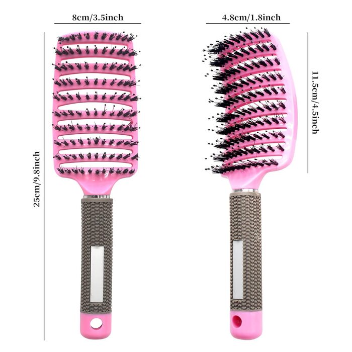 Набір з 3 шт. гребінців для волосся з щетиною дикого кабана, вигнуті, з вентиляцією, для розплутування та укладання волосся. Підходить для довгого, тонкого, густого, кучерявого волосся. Набір гребінців для волосся для розчісування та укладання.