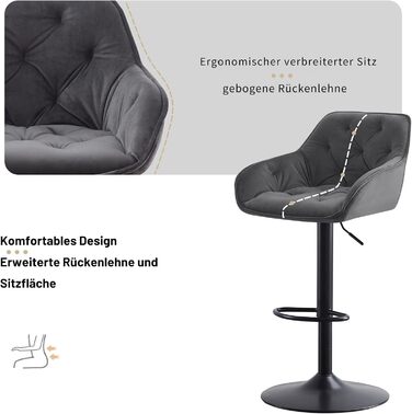 JaHECOME Adjustable Bar Stools Set of 2 - Grey Backrest Counter Height Stools for Kitchen Bar