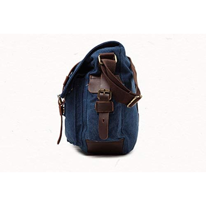 Вінтажна чоловіча сумка через плече з шкіри та канвасу Sechunk, для ноутбука 15'' (13'', блакитна)