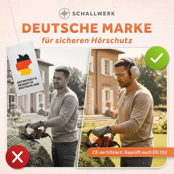 Schallwerk Work+ | Навушники шумозахисні для роботи та повсякденного використання (Помаранчевий)