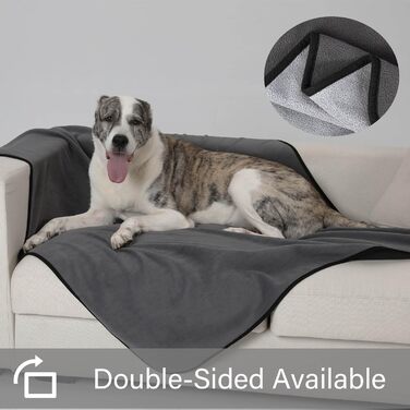 Водонепроникний килимок для собак Happy Hachi 150x127 см, фліс, для софи, машинного прання, автокрісла, меблів (сірий)