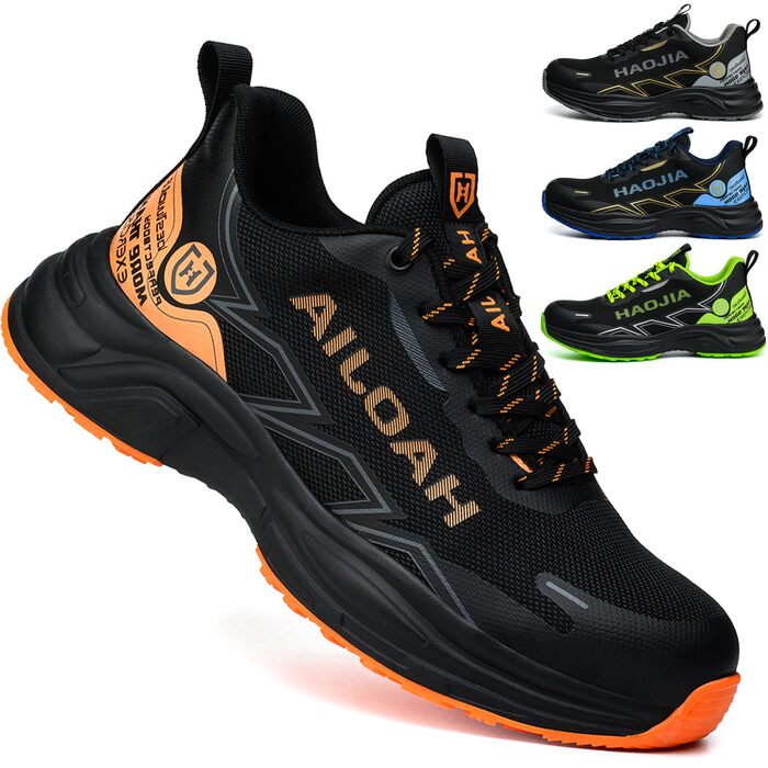 Черевики робочі чоловічі/жіночі, легкі, з металевим підноском, антиковзаючі, дихаючі, для будівництва, майстерні, складу, саду (42 EU, Помаранчевий)