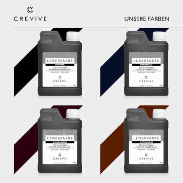 CREVIVE Leather Dye 500 ml – Color selectable – for genuine leather and faux leather for dyeing and recoloring leather – Black