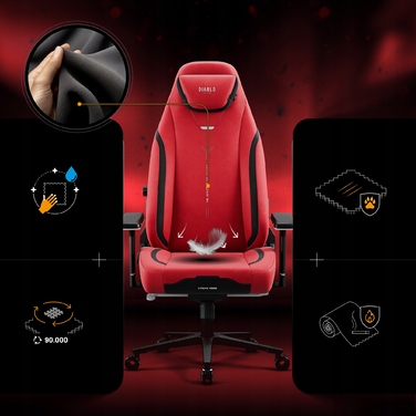 Ігрове крісло Diablo Chairs X.EYE PRIME, тканина, чорно-червоне