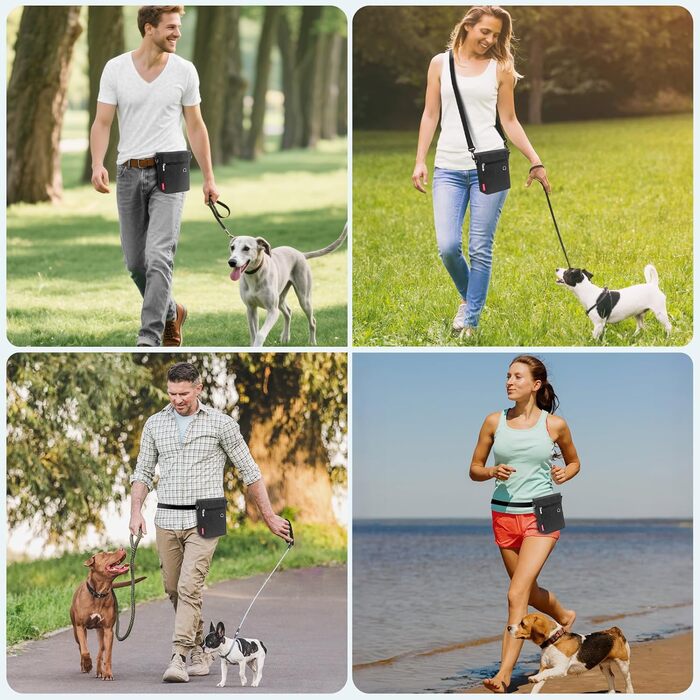 Футляр для ласощів для собак з магнітною застібкою, 2025. Практичний мішок для годування собак, мішок для ласощів з винімною внутрішньою кишенею | Диспенсер для відходів, (Чорний)