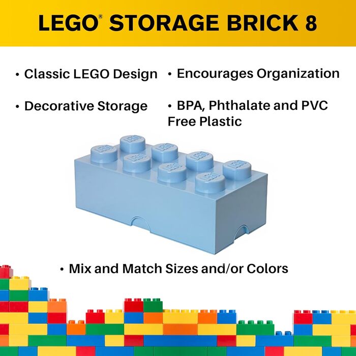 Контейнер для зберігання Lego Brick 8 великий, світло-блакитний
