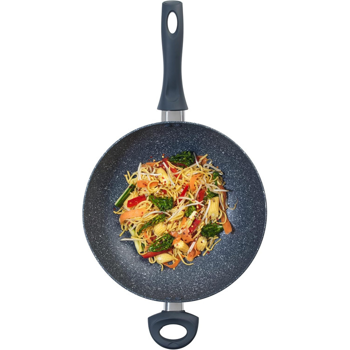 Сковорода Russell Hobbs RH00840EU7 з антипригарним покриттям, 20 см, для приготування омлетів, індукційна, з бакелітовою ручкою, з нержавіючої сталі, Nightfall Stone (вок 28 см з кришкою)