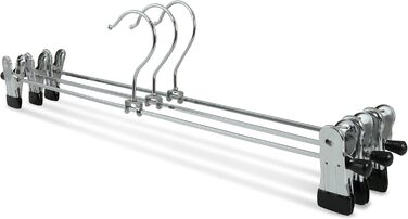 famy.Shop 10-Piece Metal Clothes Hangers Pant Hangers Trouser Clips Non-Slip Rubberized Chrome Plated, approx. 40x11.5cm