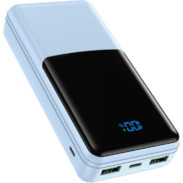 Power Bank Coblob 27000mAh з LED дисплеєм, 3 виходи та 2 входи, USB-C 30W, блакитний