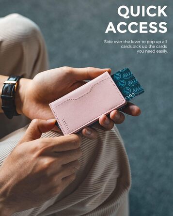 Чоловічий картхолдер VULKIT з відділеннями для карток, рожевий: шкіряний, металевий, з поп-ап механізмом